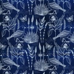 Moody Blues by Geninne Sashiko Bird Navy Voile