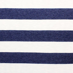 Denim Blue and Ivory White Stripe Cotton Jersey Knit