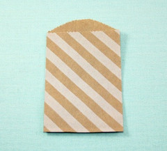 Diagonal Stripe Little Bitty Bags White on Kraft