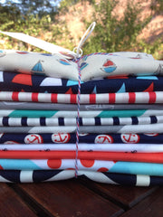 Red, Navy, Grey and a Pop of Aqua Away at Sea Precut Bundle