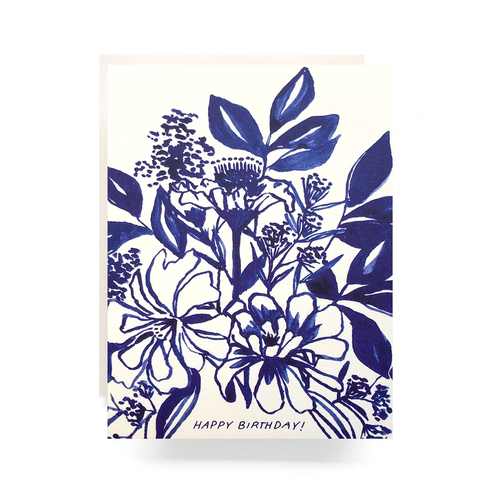 Antiquaria Design Studio Indigo Bouquet Birthday Card