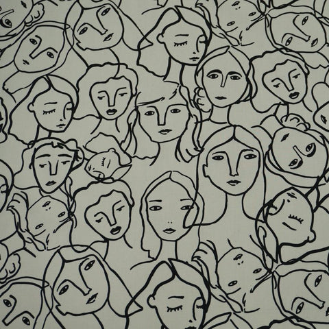 Lady McElroy 100% Cotton Marlie Lawn Digital Print Crowded Faces White