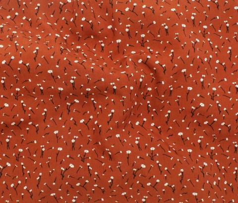 Rayon Challis Scattered Stems Rust 55”