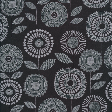 Matte Cotton Laminates by Cloud9 Petal Print by Eloise Renouf Black 60”